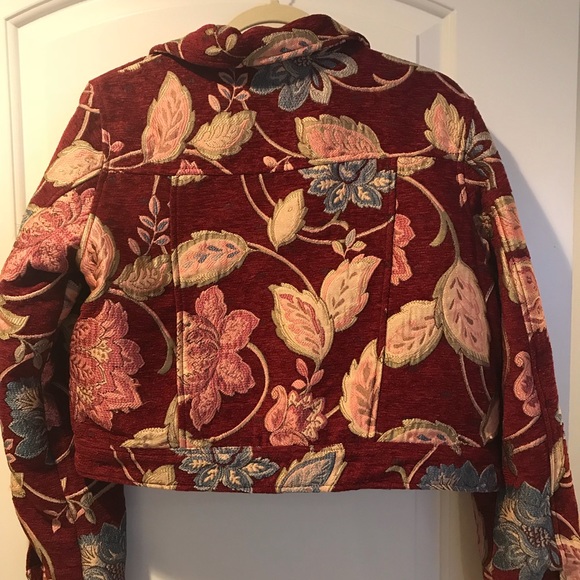 NEVER WORN Forever21 Burgundy Floral Crop Jacket - Picture 4 of 5